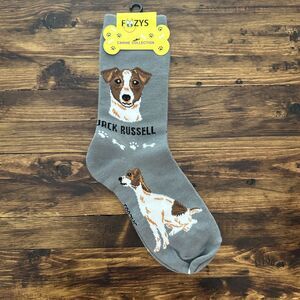NWT Foozys Grey Jack Russell Terrier Print Crew Socks Women One Size